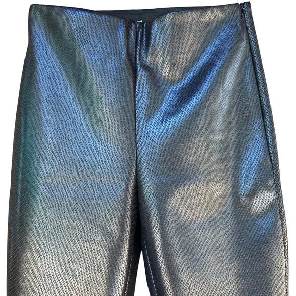 Zara Black Faux Snake Skin Vegan Leather Skinny Pants Size M - Picture 2 of 11